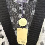 NYDJ NWT Jacquard Long Open Front Cardigan Heather Gray Black Animal Print Photo 6