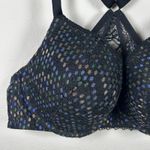 Savage X Fenty by Rhianna Metallic Lace Racerback Bra Size 42D Plus Size Lined Black Photo 1