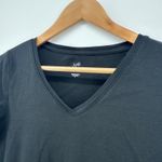 J.Jill  Pima Cotton V Neck Long Sleeve Tee Black Size Small Side Slits Soft Photo 2