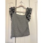 Gingham Checkered Ruffle Top By Circus NY Size L Black Size L Photo 5