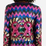 Vintage 1980’s bright Sequin Shimmer Long sleeve Jacket Blazer Cardigan sweater Pink Size M Photo 1