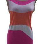 Cache Pink Orange Gold Metallic Knit Wave Tunic Top Stretch Dress New $98 NWT Photo 2