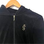Juicy Couture VTG  • classic black embroidered velour hooded track jacket sz L Photo 2