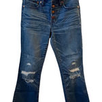 Madewell  High Rise Button Fly Cropped Flare Jeans Distressed Frayed Hem Size 28 Photo 0