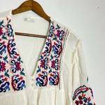 ZARA  TRF Collection White Ivory Embroidered Floral V-neck Flowy Blouse Photo 2