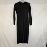 Gracia  Women's Wrap Midi‎ Black Solid Stretch Cowl Neck Size Large Goth Bodycon Photo 4