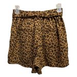 A New Day A‎ New Day Brown Cheetah Flowy Shorts Pleated Pockets Elastic/ Tie Size Small Photo 3