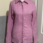 Princess Polly  Textured Button Down Shirt Pink Long Sleeve Collared Top Size 4 Photo 0