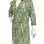 CAbi Leaf Print Faux Wrap Dress Womens Medium V-neck Collared Botanical Tropical Photo 5