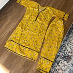 Indian Designer Kurta Pant Yellow 2pc Set Women Salwar Kameez Ready To Wear Suit Photo 4