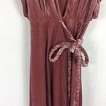 MISA Los Angeles  Carolina Pink Crushed Velvet Ruffle Wrap Maxi Dress Small Photo 8