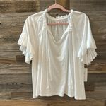 Goldie NWT  Lewinter Butterfly Peasant Ruffle Sleeve White 100% Cotton Tee Small Photo 2