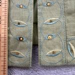 Dressbarn Blazer Womens 14 Sage Green Linen Floral Embroideries Career Business Photo 6