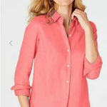 J. Jill Love Linen Essential Shirt In Coral Long Sleeve Button Up Size 3X Photo 0