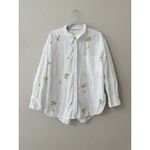 Anthropologie Maeve by  Embroidered Floral Button-Down Shirt White Yellow Size L Photo 1
