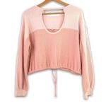 Hollister - Color Block Pink Waffle Knit, Open Back, Cinch Waist Long Sleeve Photo 1