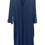 Chico's Navy Blue Button Front Long Line Shirt Cardigan Sz 16P Photo 0