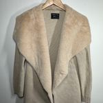 Twelfth Love Cardigan Women M Tan Faux Suede Faux Fur Open Front Spring Jacket Size M Photo 2