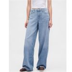 Gap  Mid Rise Ultra Soft Wide Leg Baggy Jeans Light Wash Indigo Size 26 2P Photo 10
