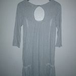 Urban Outfitters  S Sleep Tunic Gray Striped with Lace Insert and Crocheted Trim Photo 4