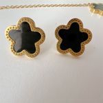 18K Gold Plated Floral Clover Y Lariat Elegant Necklace Set stainless steel Black Photo 5