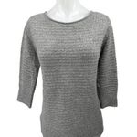 Club Monaco 100% Cashmere Women's Gray Knit 3/4 Sleeve Zip Sweater Shirt Top S Photo 0