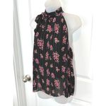 Elle Black Floral Pleated Halter Neck Top Womens XL Blouse Shirt Evening X-Large Photo 1