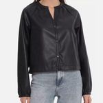 Avec Les Filles  Raglan Sleeve Black Faux Leather Button Up Blouse Sz XL Photo 0