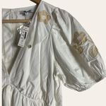 Madewell  Annamarie White Floral Puff Sleeve V-Neck Mini Dress Size 0 Photo 7