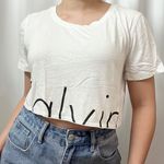 Calvin Klein Jeans White Cropped Short Sleeve T-Shirt With Logo Size Small Photo 0