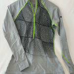 Nike  Pro Dry Fit 1/2 zip running pullover gray and neon green women’s large Photo 0