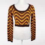 Ragged Jeans Brown Chevron Cropped Sweater Small Photo 1