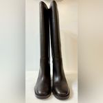 ZARA NWT Wide Heeled Leather Boots Chocolate Brown Size 9/40 Photo 5
