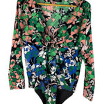 ZARA  Sateen‎ Double Tie Front 3/4 Sleeve Floral Bodysuit Size Medium Photo 0