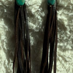 Handmade Bohemian real Leather & turquoise Tassel Earrings Photo 0