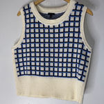 Talbots  Blue Plaid Textured Shell Vest Large Photo 0