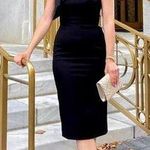 Dress the Population Tiffany One-Shoulder Midi Dress in Black Size Small Photo 0