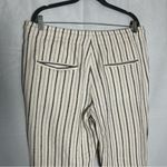 ZARA  Cotton Blend Striped Earth Tone Crinkle Fabric Drawstring Waist Pants XL Photo 3