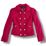 American Vintage Y2K Forever 21 Red Military Jacket Small Wool Blend Cropped Blazer Gold Buttons Photo 0
