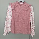 Rachel Parcell  Pink Cheetah Floral Ruffle Long Sleeve Blouse NEW Photo 1