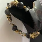 Bracelet brazalete woman gold and gray color BEADED STRETCH BRACELET Black Photo 2
