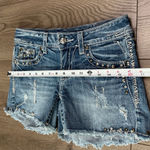 Miss Me  Low Rise Rhinestone Frayed Hem Stretch Jean Shorts Size 26 Photo 7