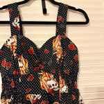 Hot Topic  Y2K Fit & Flare Dress - Iconic Skull Roses Rare Goth Pin Up Girl Sz L Photo 3