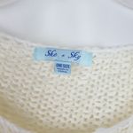 She & Sky  ivory knitted pullover distressed sweater Photo 4