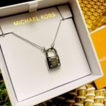 Michael Kors Silver Padlock Pendant Necklace NWT – Signature Logo Charm Photo 0