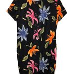 Liz Claiborne Vintage Tropical Floral Button Back Linen Blend Dress Black 4 Photo 1
