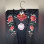 Umgee Black  floral embroidered suede cardigan jacket Photo 1