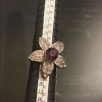 Elegant Rhinestone Floral Ring Purple Size 8 Photo 4