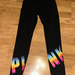 PINK - Victoria's Secret  Yoga‎ Leggings Rainbow Logo Athleisure Black Size S Photo 0