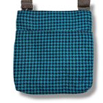 Thirty One Womens Crossbody Shoulder Bag Purse Wool Blend Houndstooth Teal Black Green Photo 2